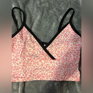 SHEIN pink leopard print cropped tank